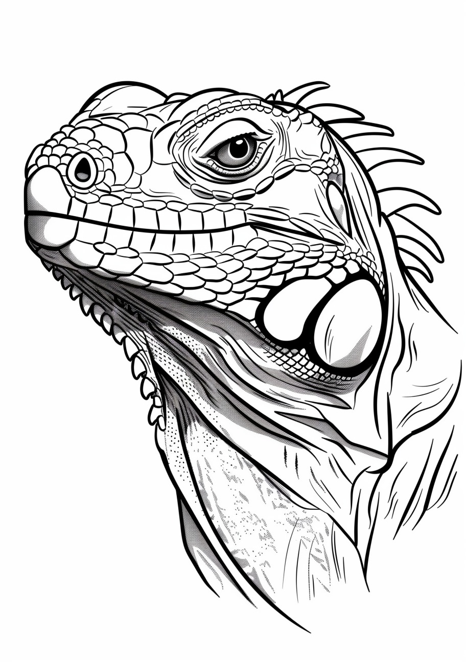 Iguana Coloring Pages, Face Iguana