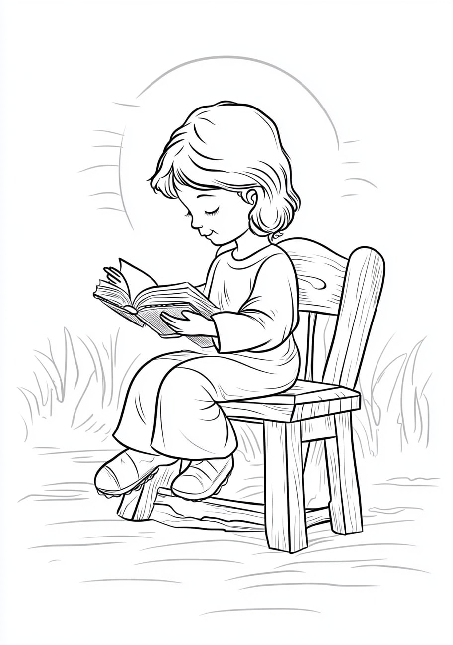 Childhood Jesus Coloring Pages, Childhood Jesus reading the Scriptures