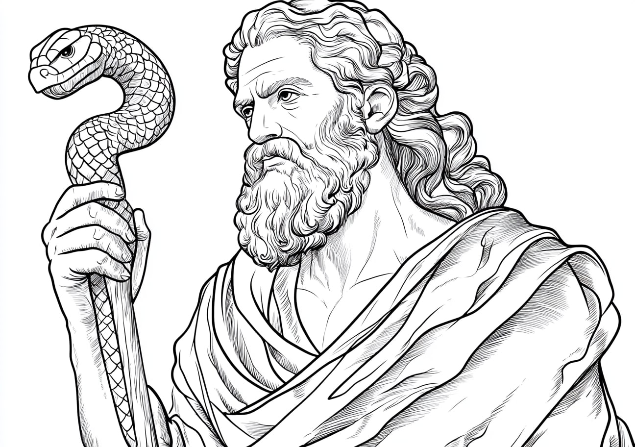 Moses Coloring Pages, Moses holding up the bronze serpent