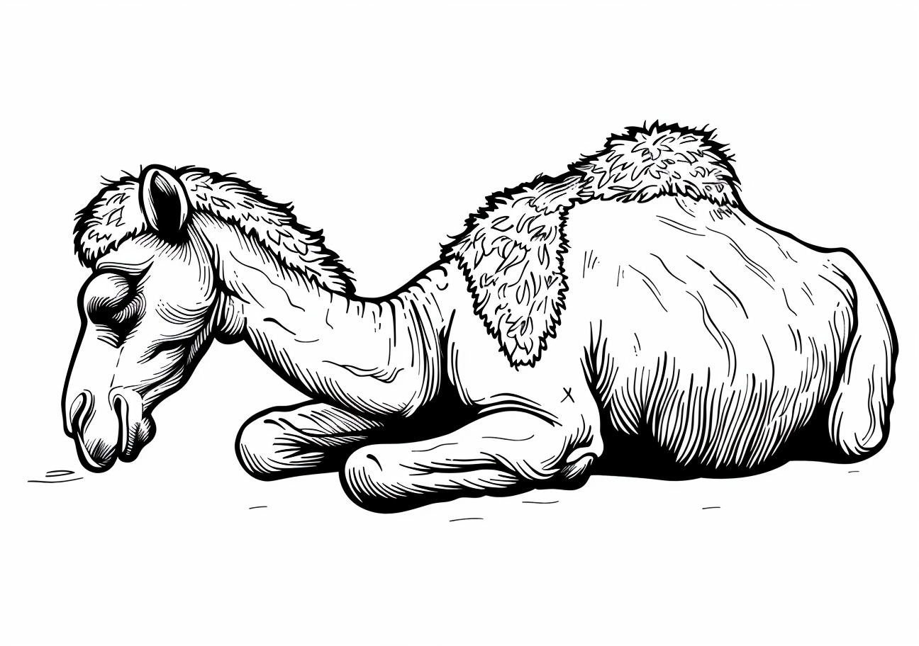 Camel Coloring Pages, Sleeping Camel