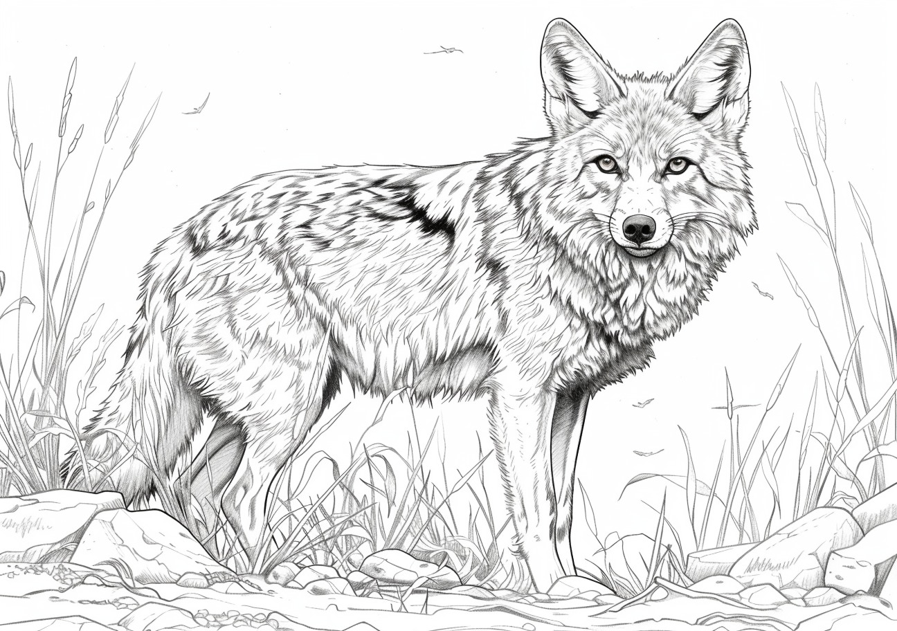 Coyote Coloring Pages, Realistic Coyote