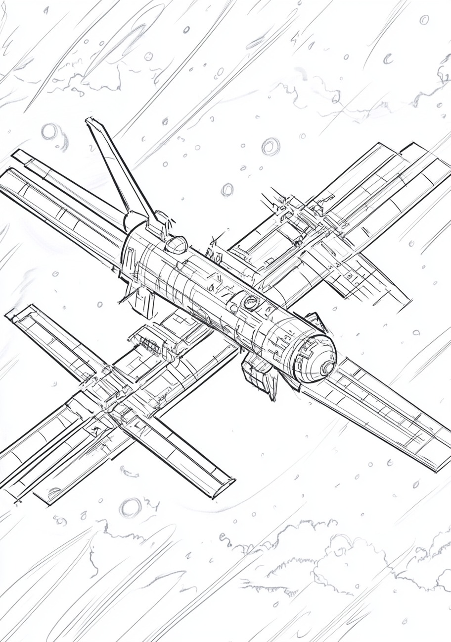 Space Station Coloring Pages, Space Station modern