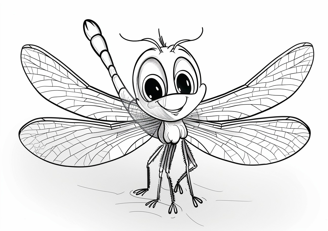 Dragonfly Coloring Pages, Smiling Dragonfly