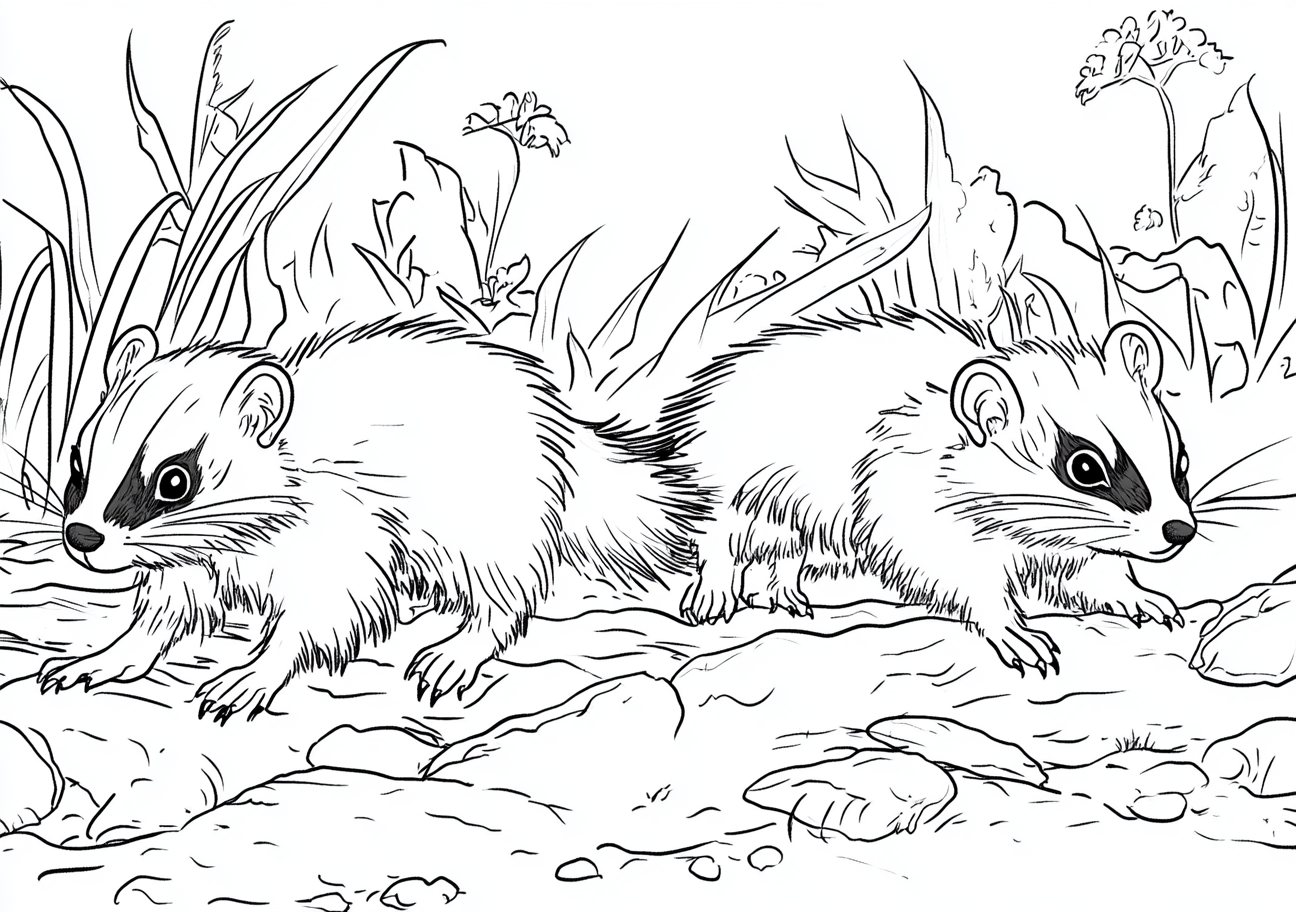 Skunks Coloring Pages, Skunks active