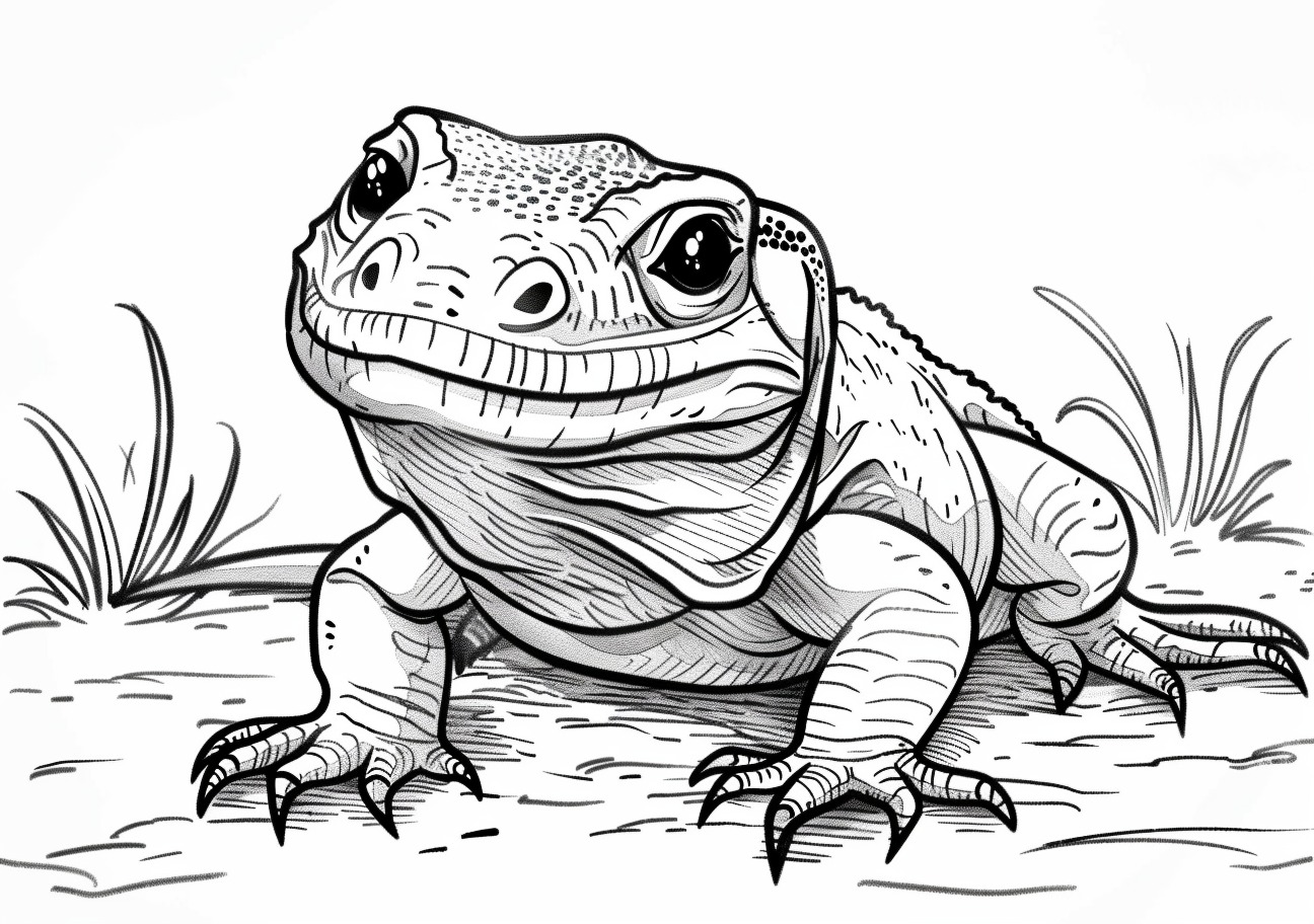 Komodo Dragon Coloring Pages, Happy Komodo Dragon