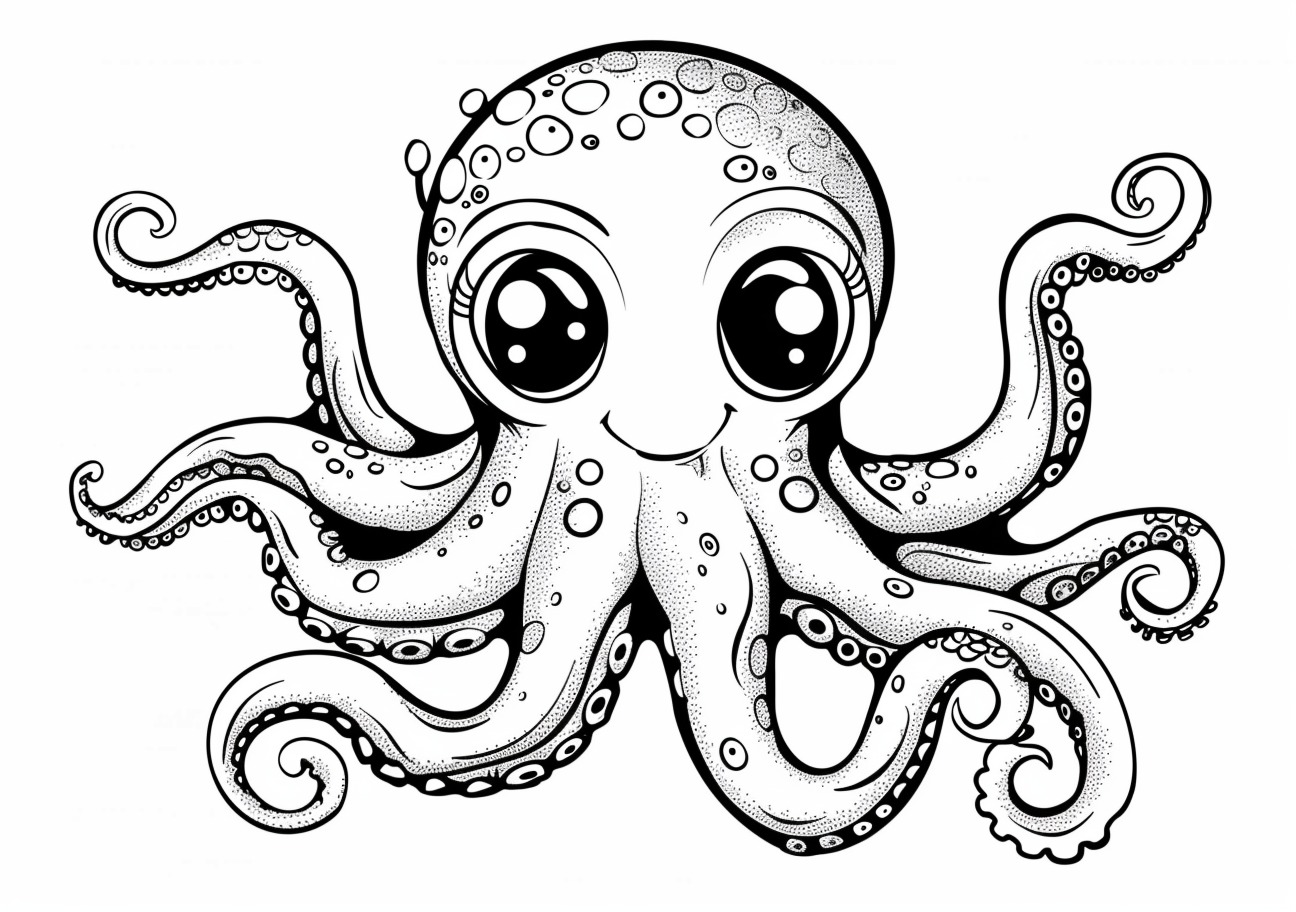 Octopus Coloring Pages, Cartoon child Octopus