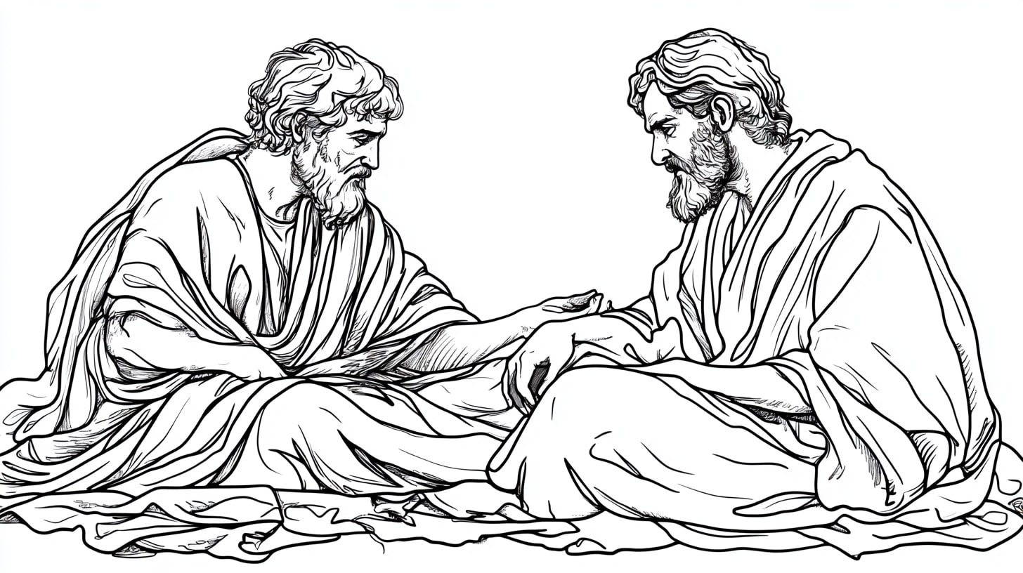 Jacob and Esau Coloring Pages, Jacob and Esau during the blessing deception