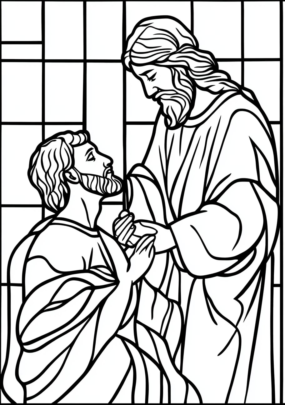 Prodigal Son Coloring Pages, Prodigal Son with a obe and ring being celebrated