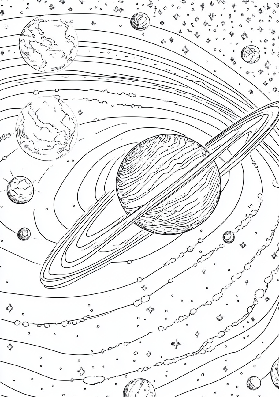 Solar System Coloring Pages, Solar system simple coloring pages