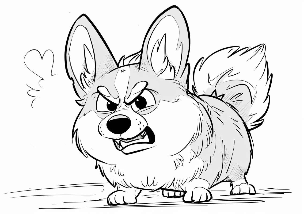 Corgi Coloring Pages, Angry Corgi