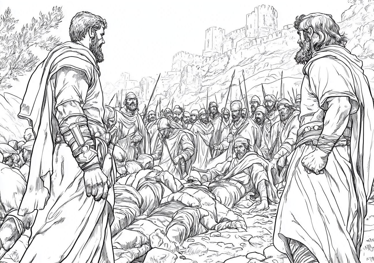 Judge Gideon Coloring Pages, Gideons defeat of the Midianite army