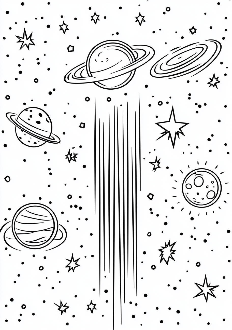 Space Coloring Pages, Space shining