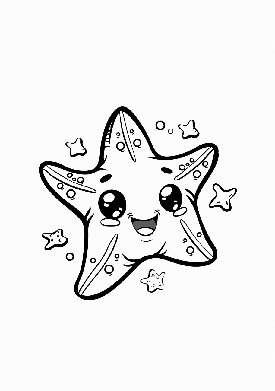 Starfish Coloring Pages, Kawaii Starfish