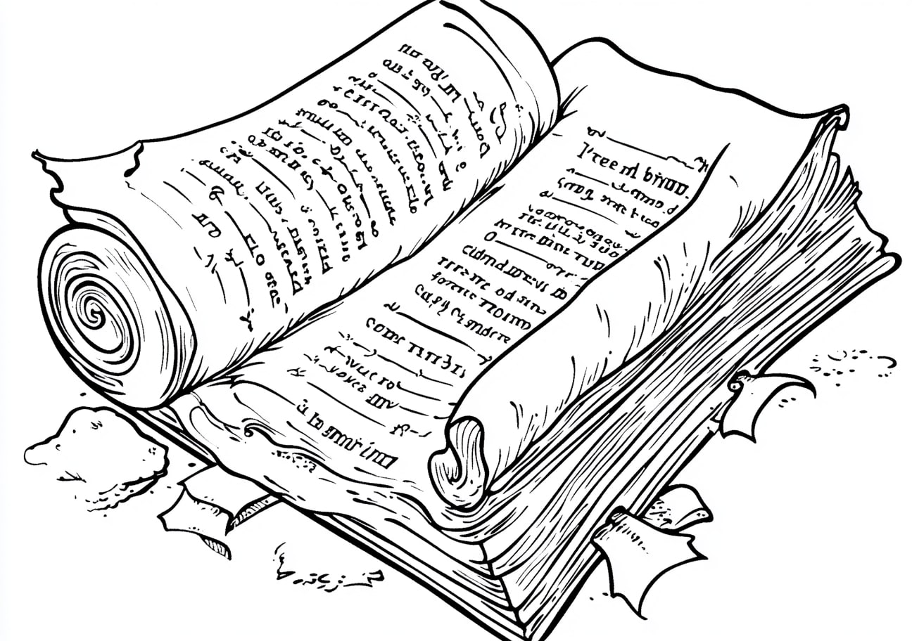 The Ten Commandments Coloring Pages, The Ten Commandments in a scroll