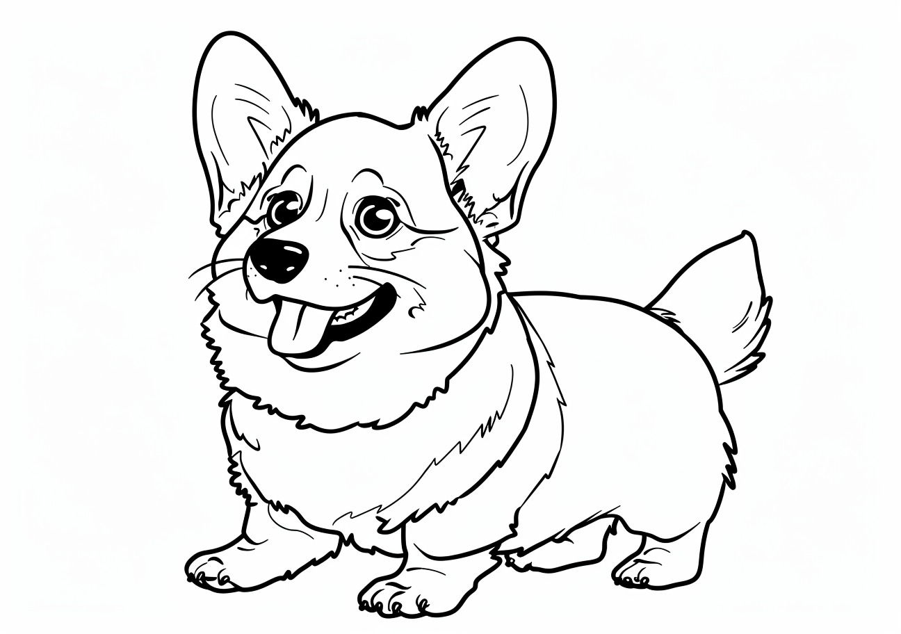 Corgi Coloring Pages, Happy Corgi