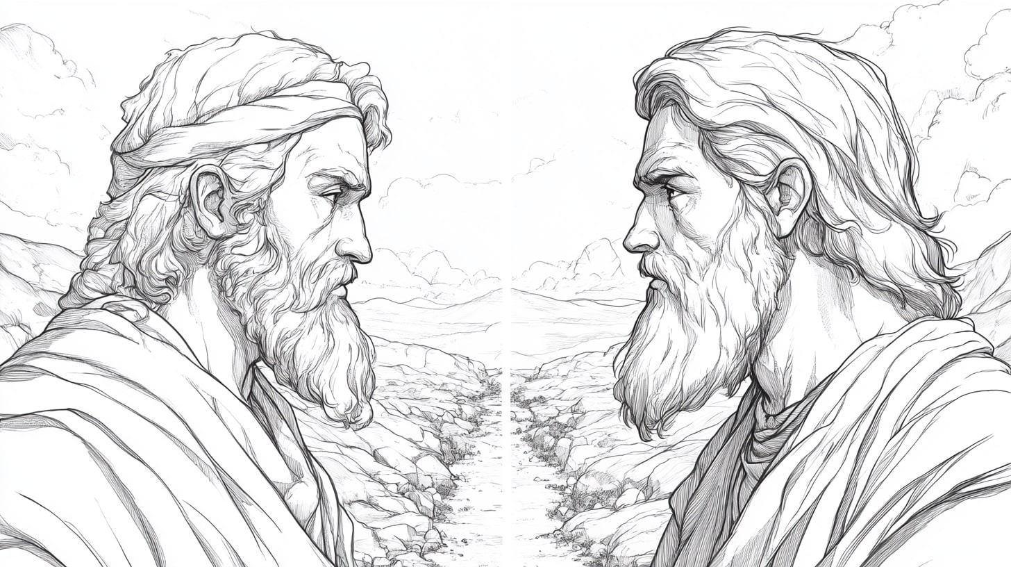 Jacob and Esau Coloring Pages, Jacob and Esau divided by their choices