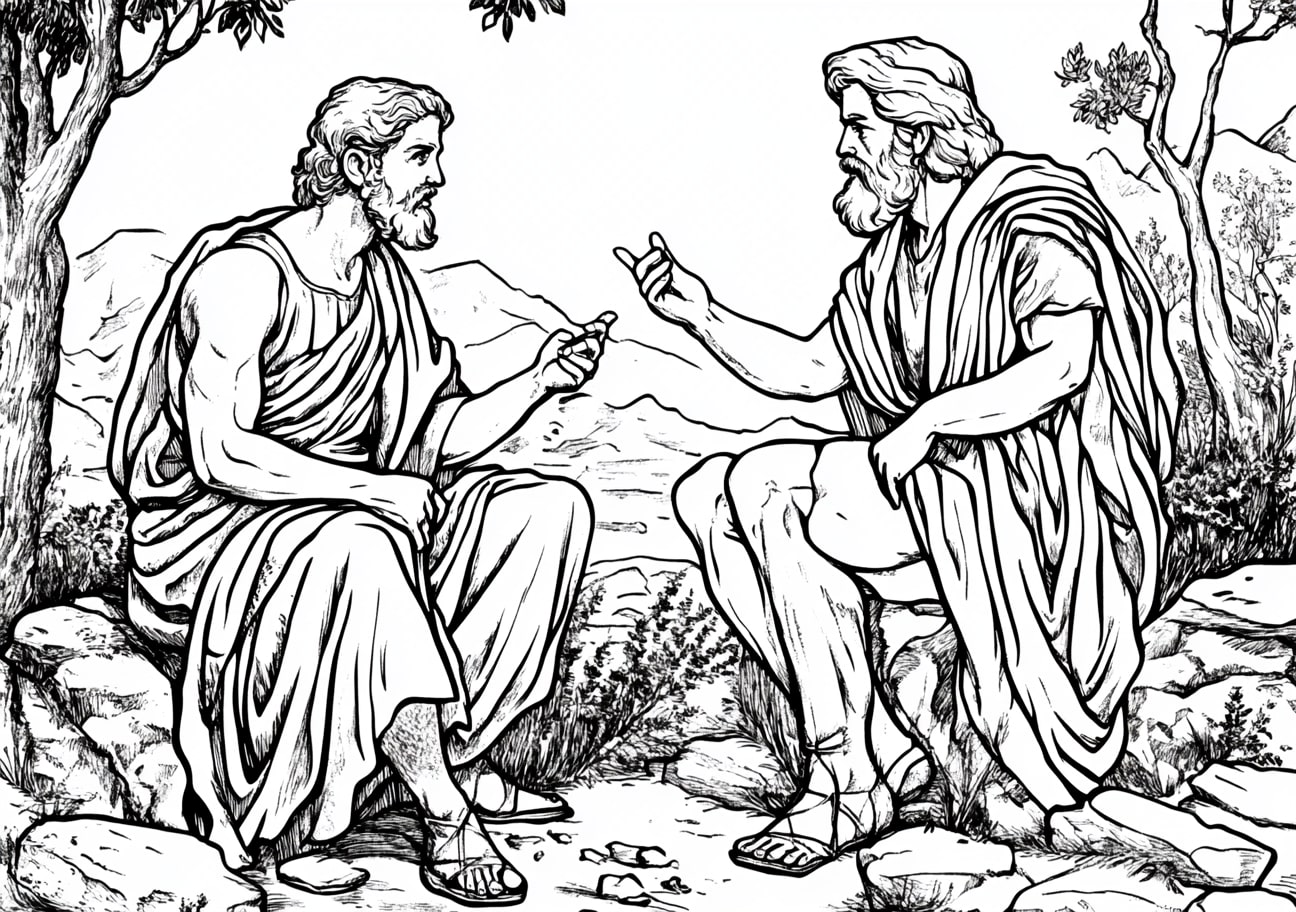 Cain and Abel Coloring Pages, God questioning Cain about Abels whereabouts