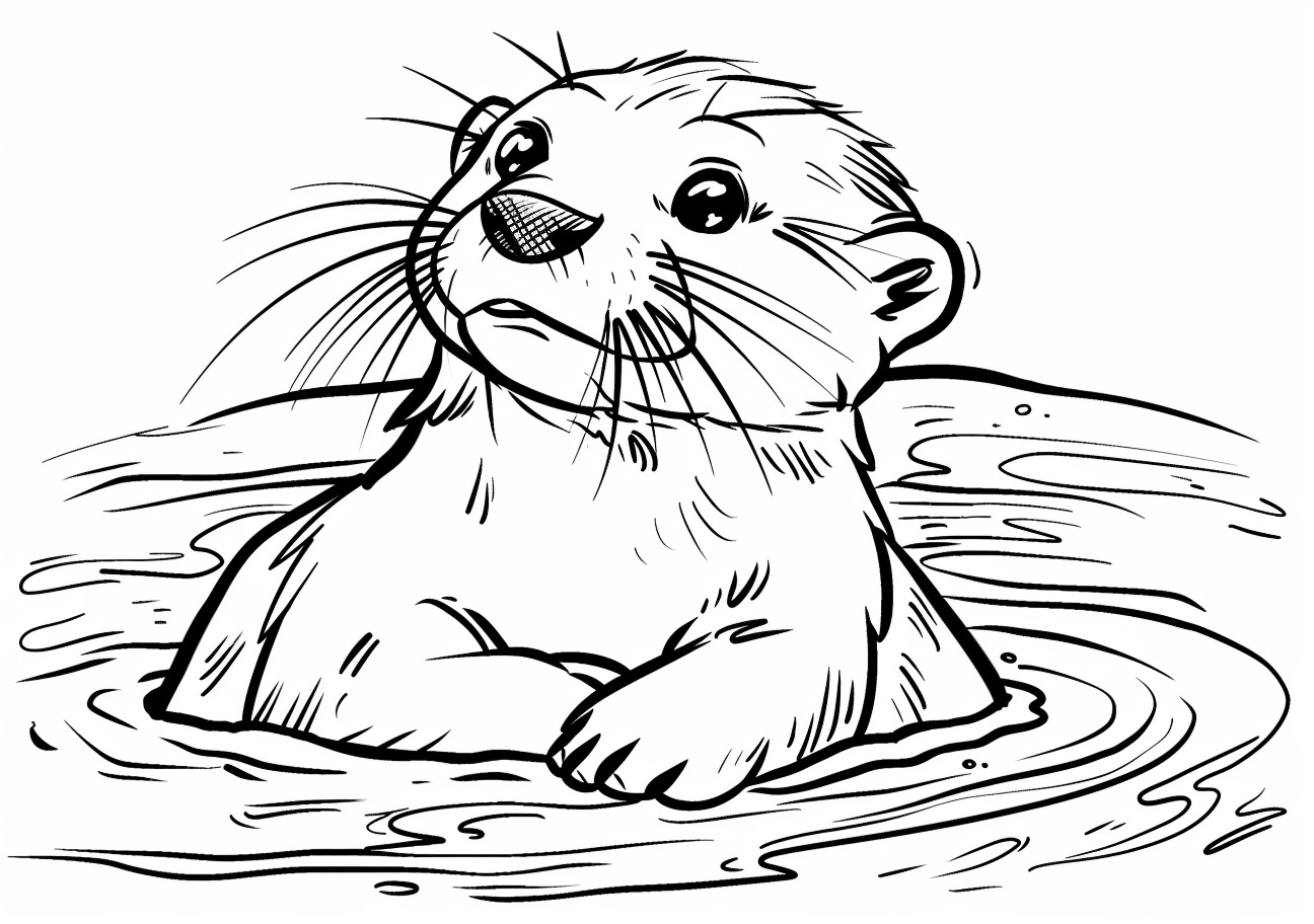 Otter Coloring Pages, Cute Otter