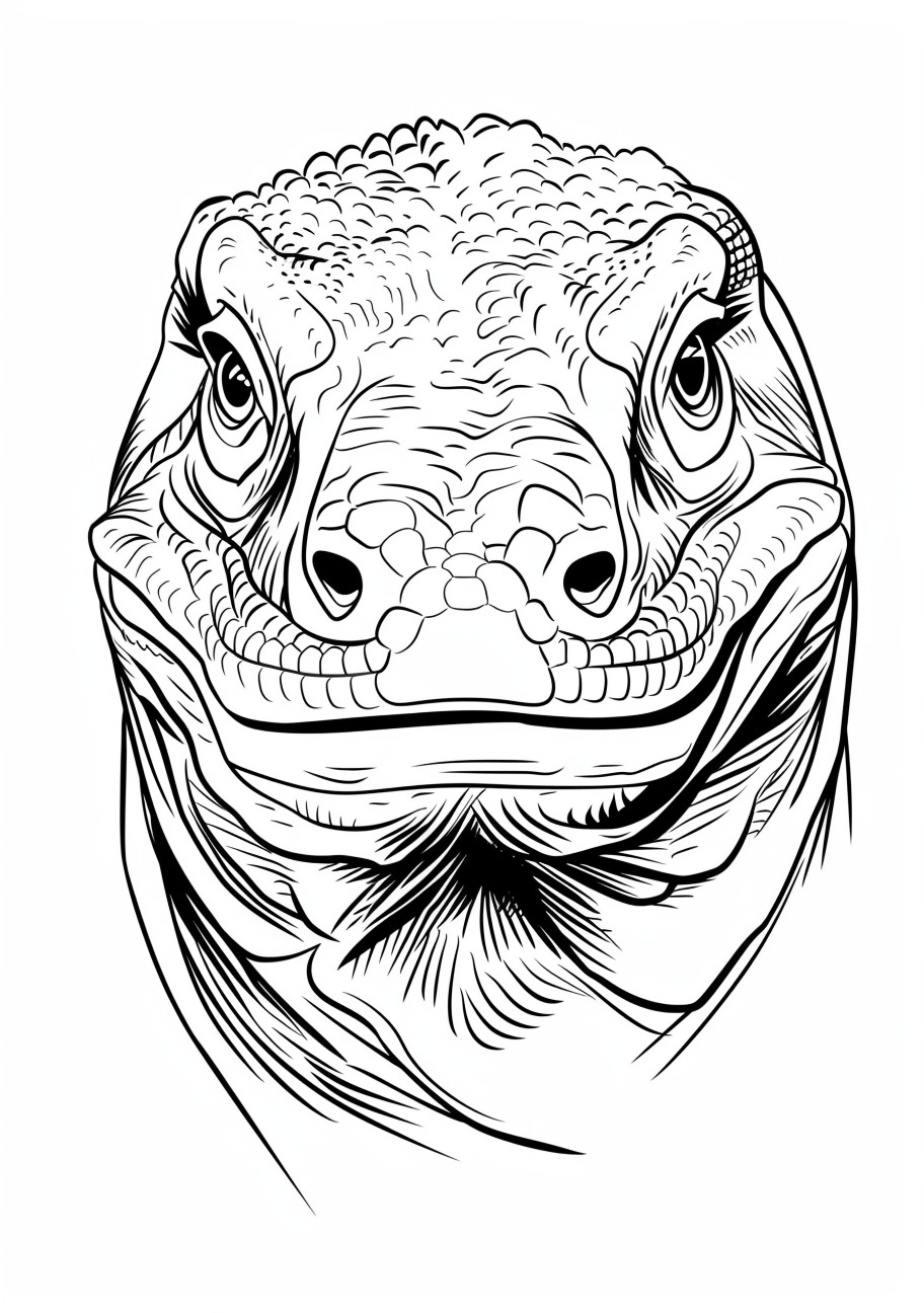 Komodo Dragon Coloring Pages, Face of Komodo Dragon