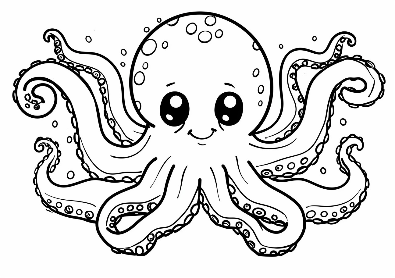 Octopus Coloring Pages, Cute Octopus