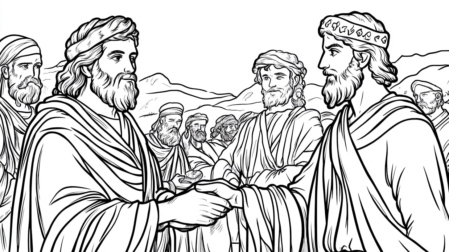 Jacob and Esau Coloring Pages, Jacob and Esau exchanging the birthright