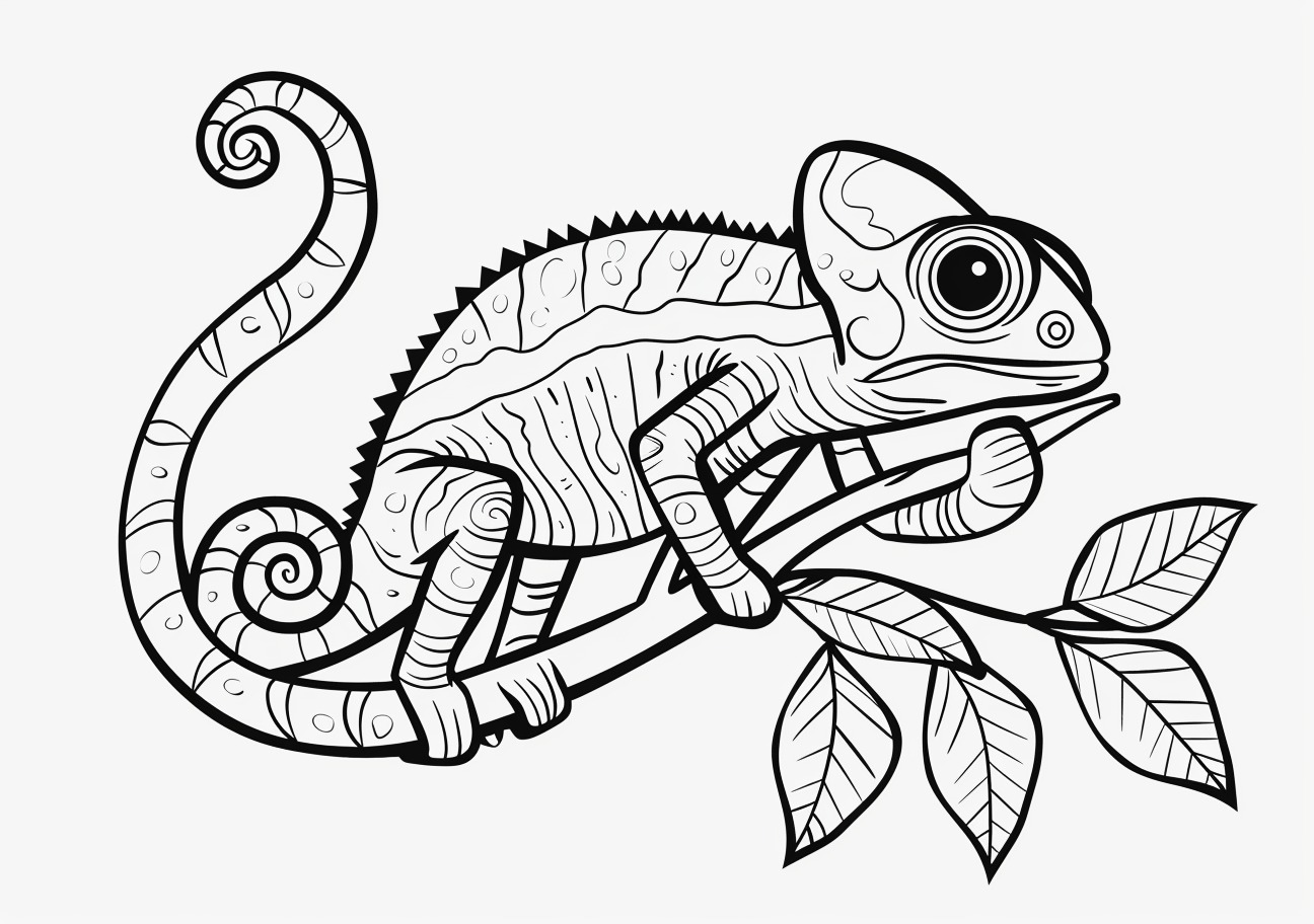 Сhameleon Coloring Pages, Cute Chameleon