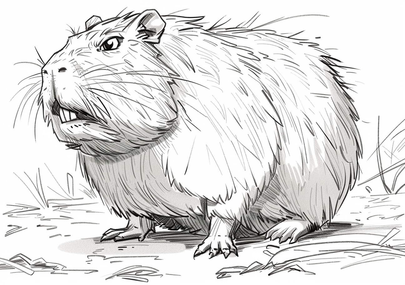 Capybara Coloring Pages, Angry Capybara