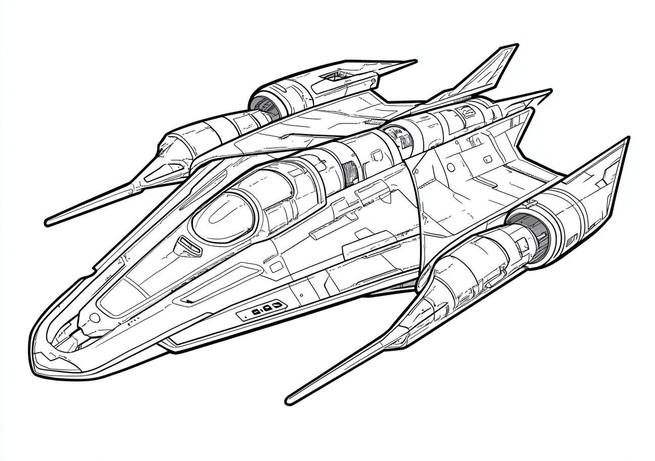 Spaceship Coloring Pages, Spaceship intricate