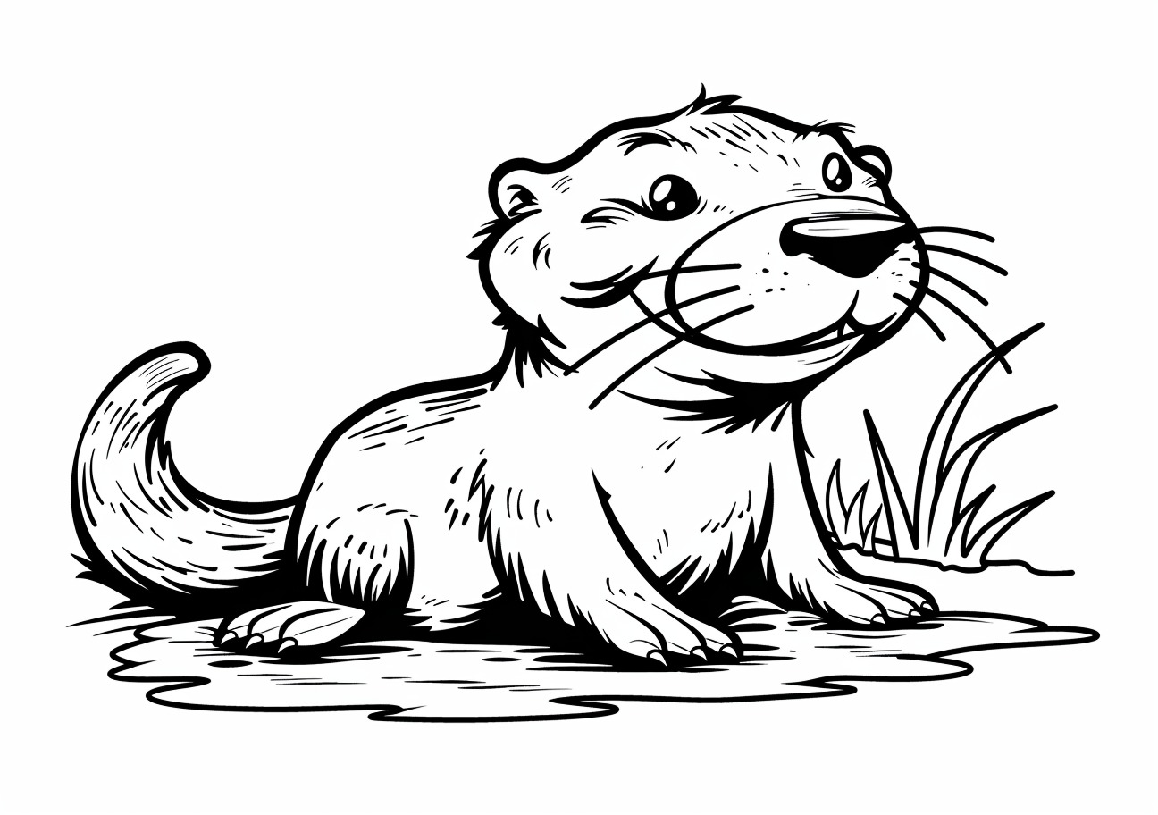 Otter Coloring Pages, Smiling Otter