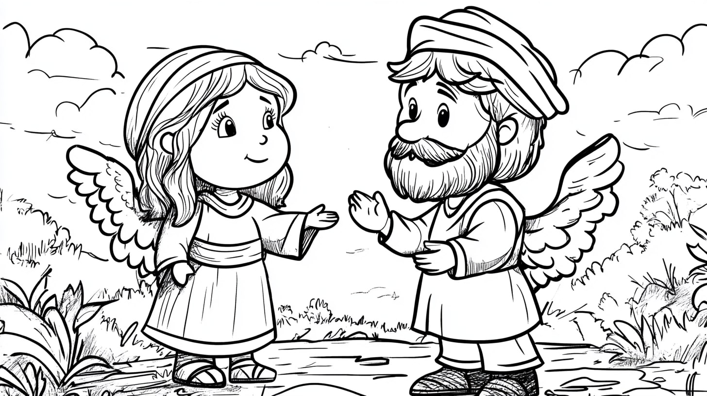 Abraham and Sarah Coloring Pages, Abraham and Sarah welcoming angels