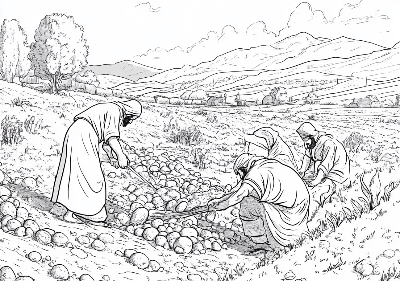 Israelites in Egypt Coloring Pages, Israelites working hard in the fields