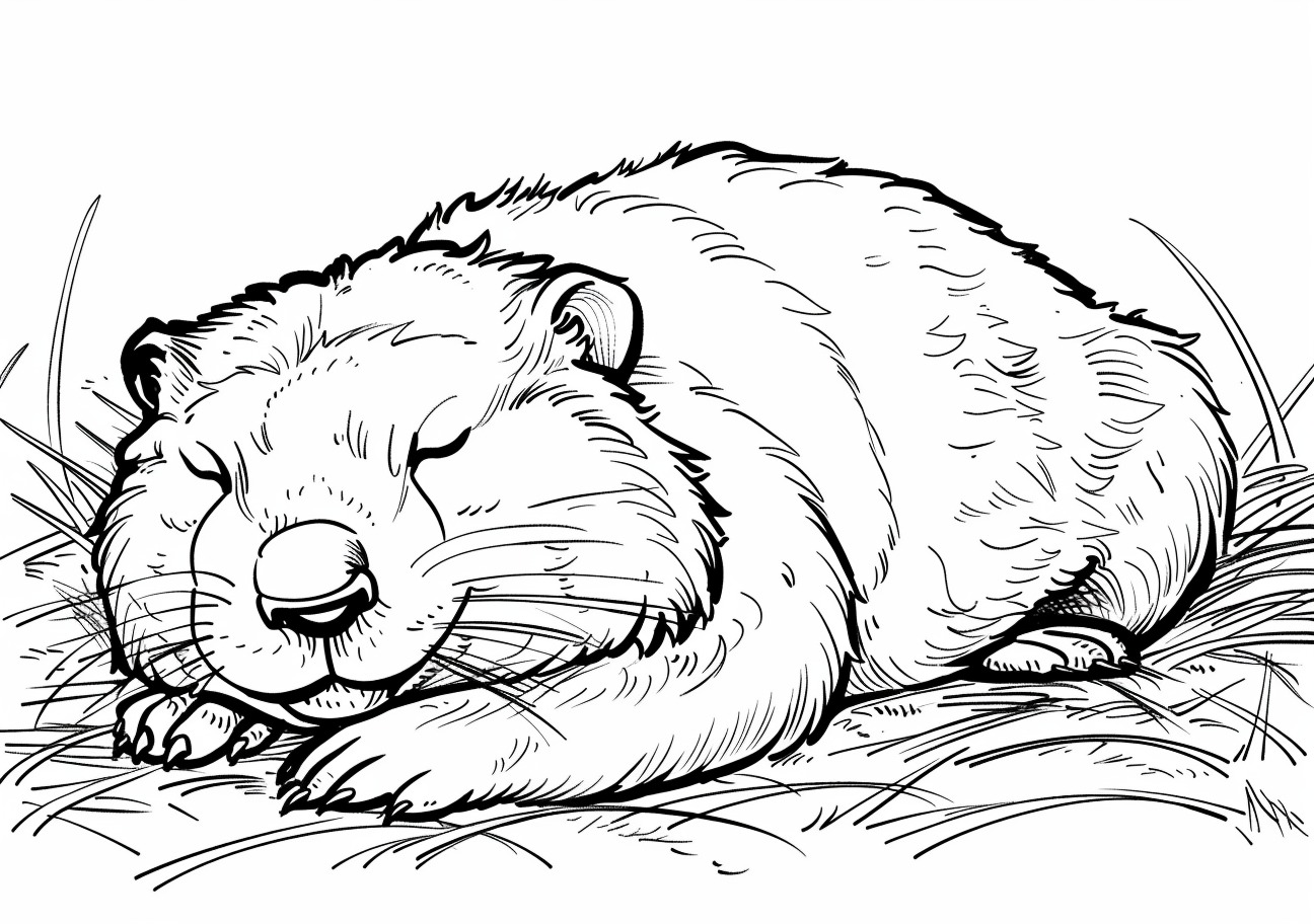 Beaver Coloring Pages, Sleeping Beaver