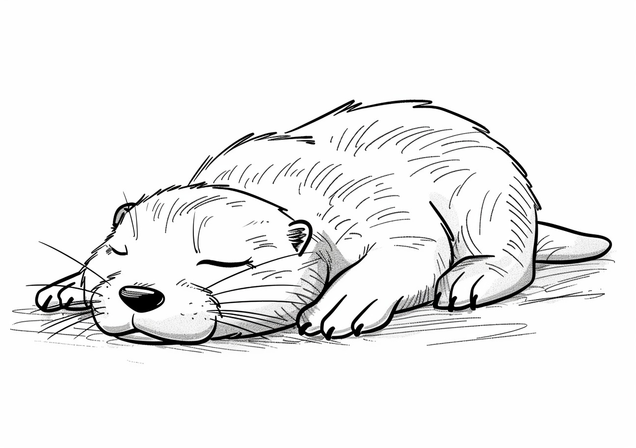 Otter Coloring Pages, Sleeping Otter