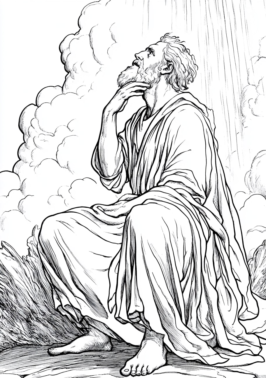 Prophet Elijah Coloring Pages, Elijah praying for rain on Mount Carmel