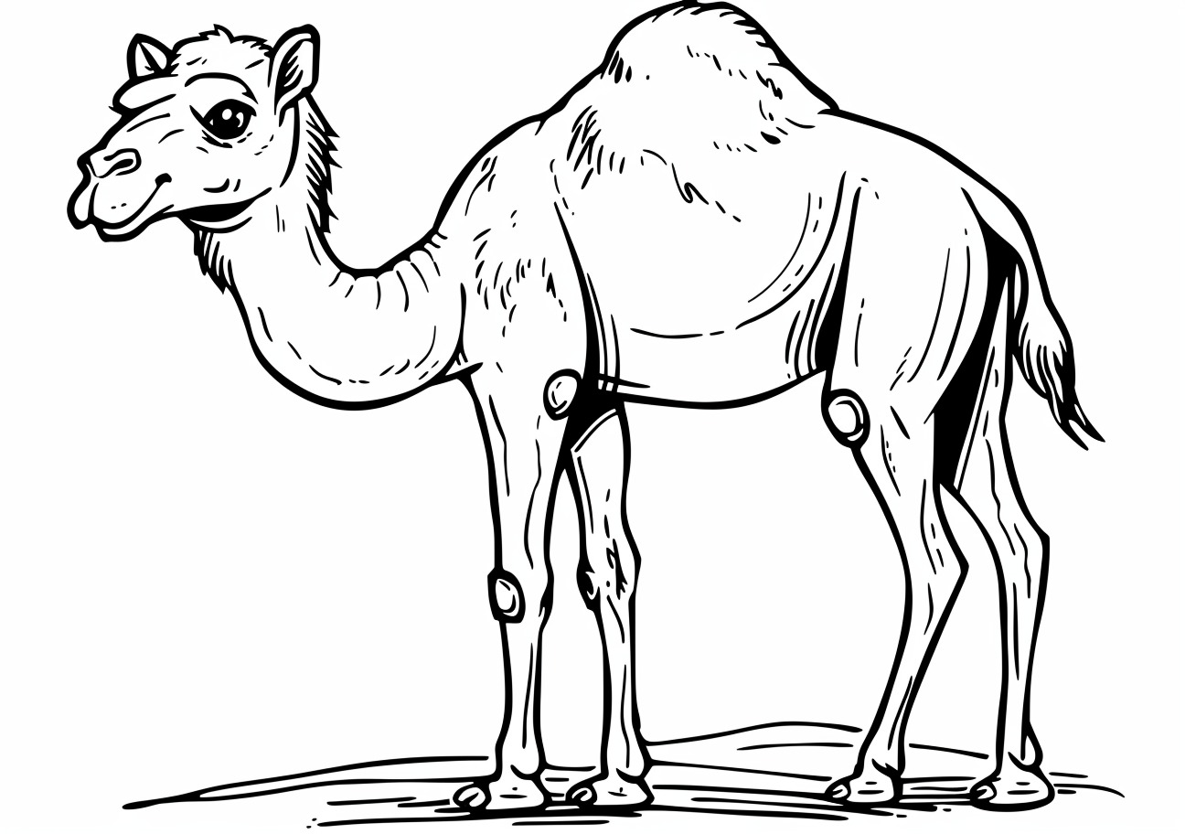 Camel Coloring Pages, Happy cartoon Camel