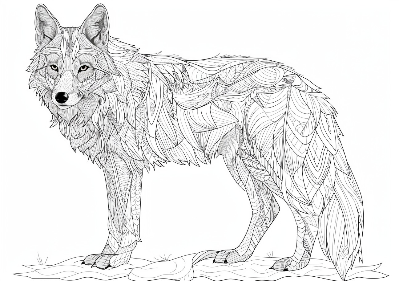 Coyote Coloring Pages, Mandala Coyote
