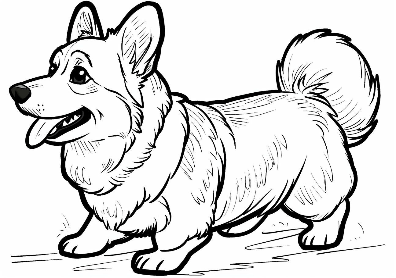 Corgi Coloring Pages, Cartoon Corgi