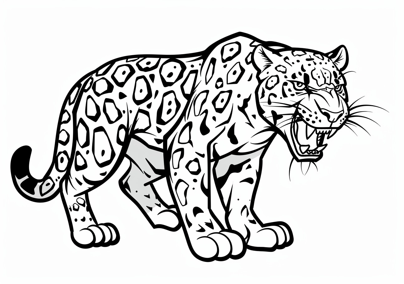 Jaguar Coloring Pages, Angry Jaguar