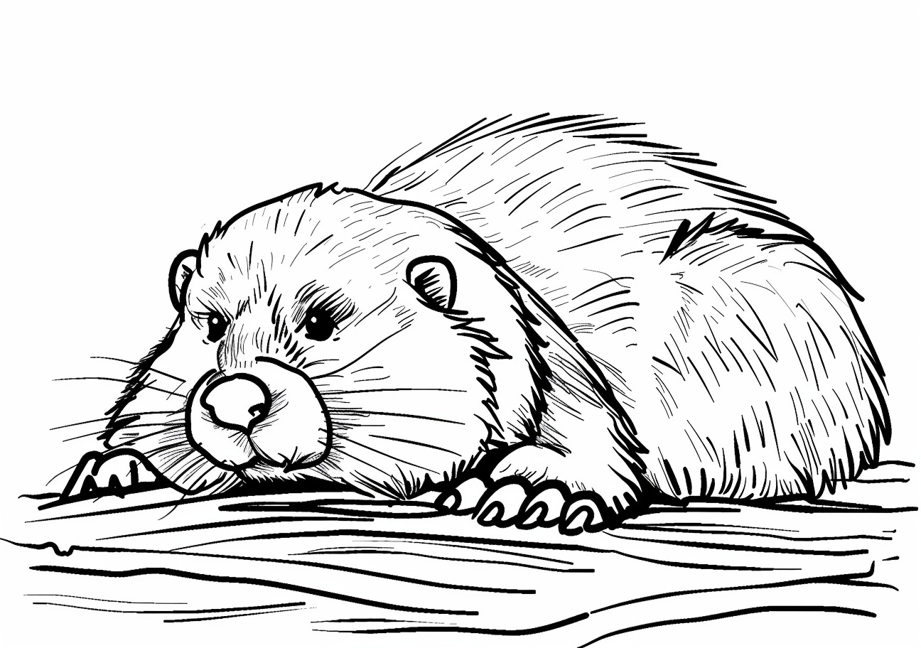 Beaver Coloring Pages, Sad Beaver