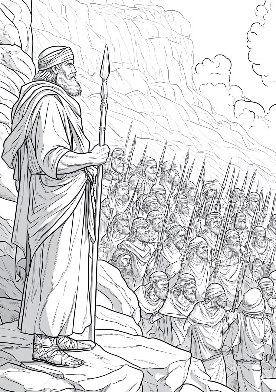 Judge Gideon Coloring Pages, Gideon and his 300 men preparing for battle