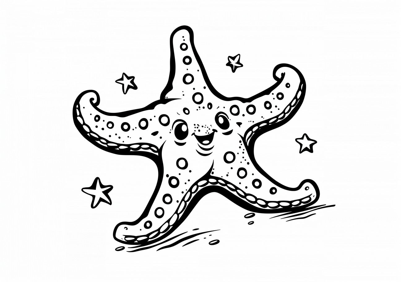 Starfish Coloring Pages, Cute Starfish