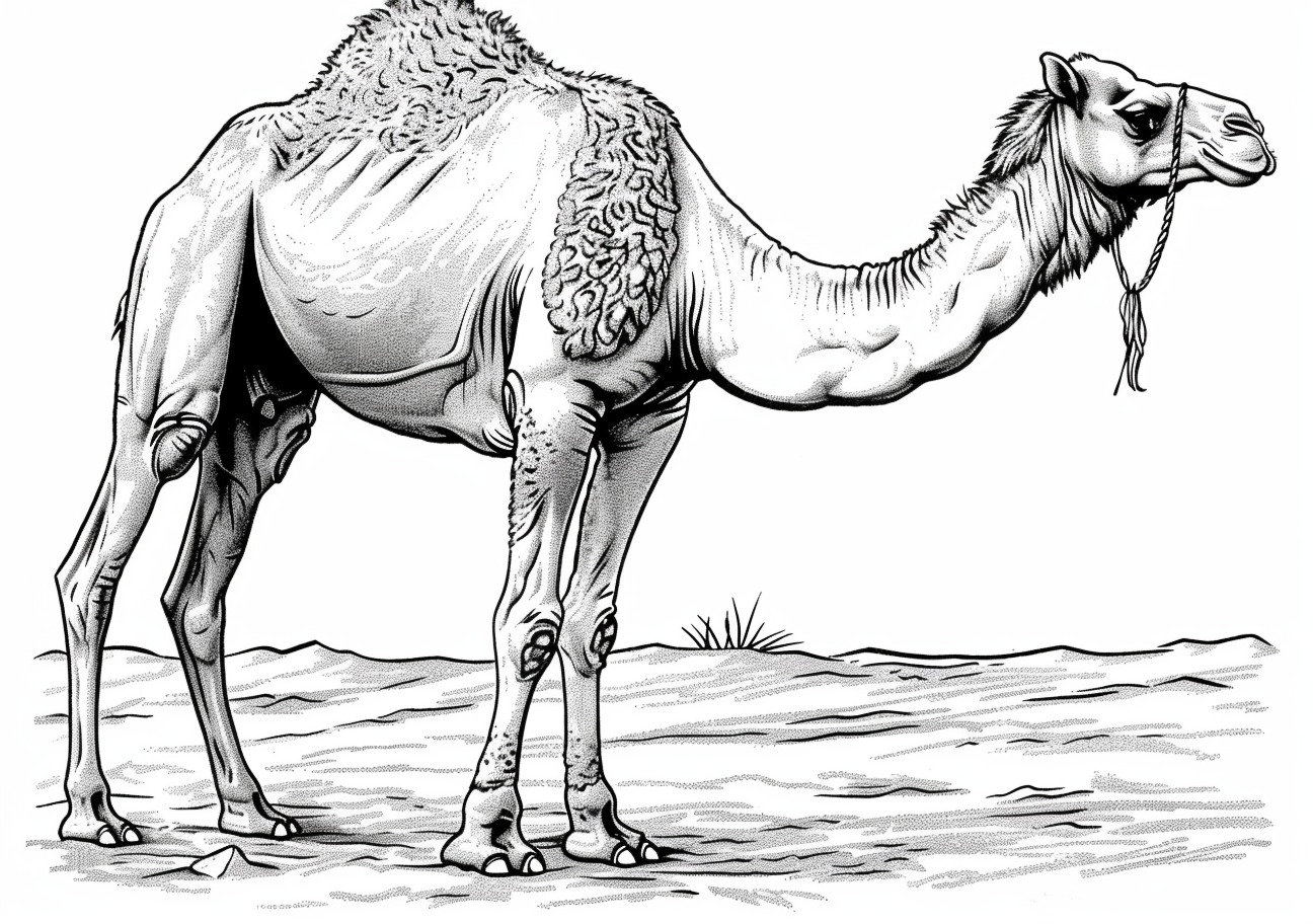 Camel Coloring Pages, Realistc Camel