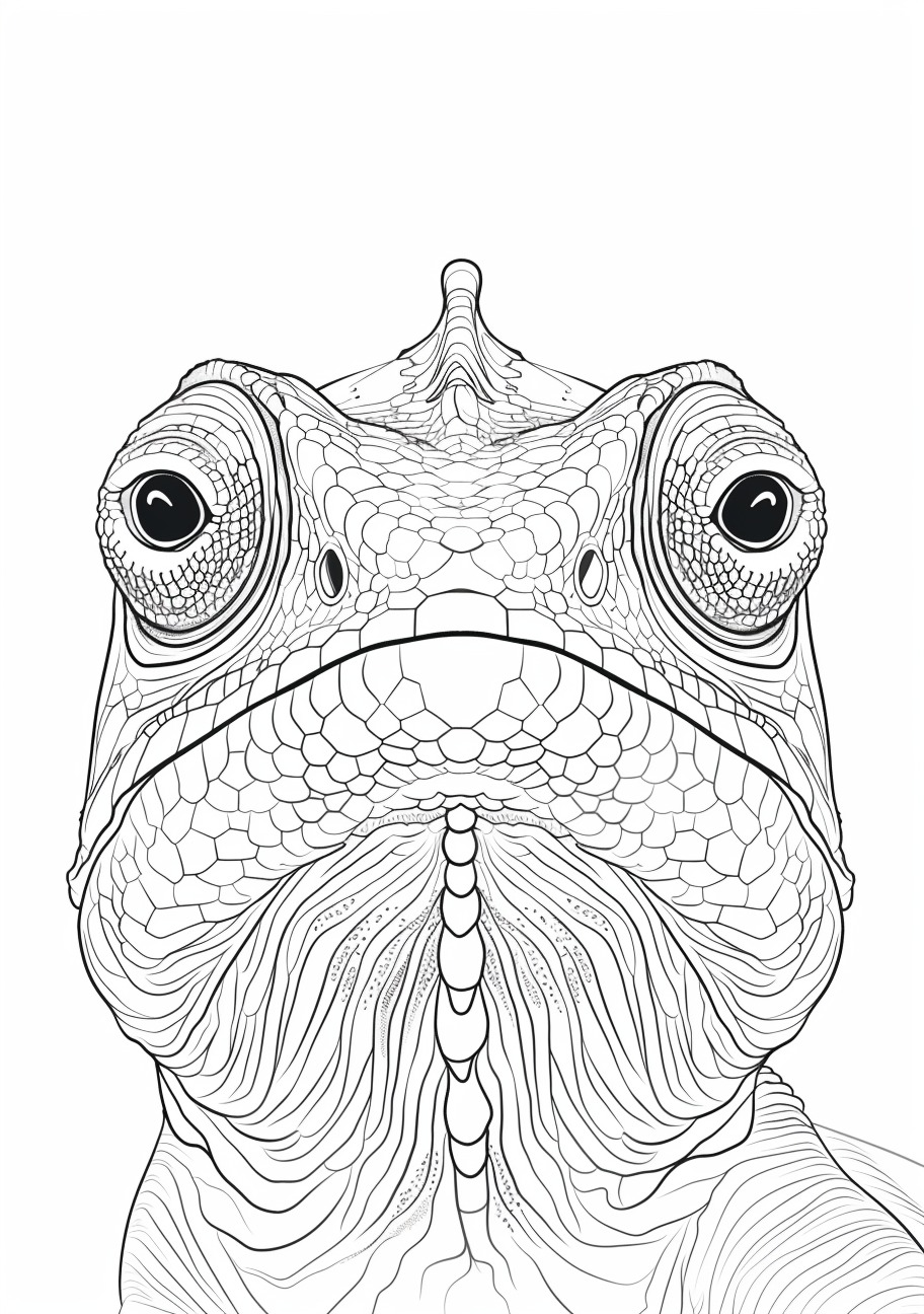 Сhameleon Coloring Pages, Face Chameleon