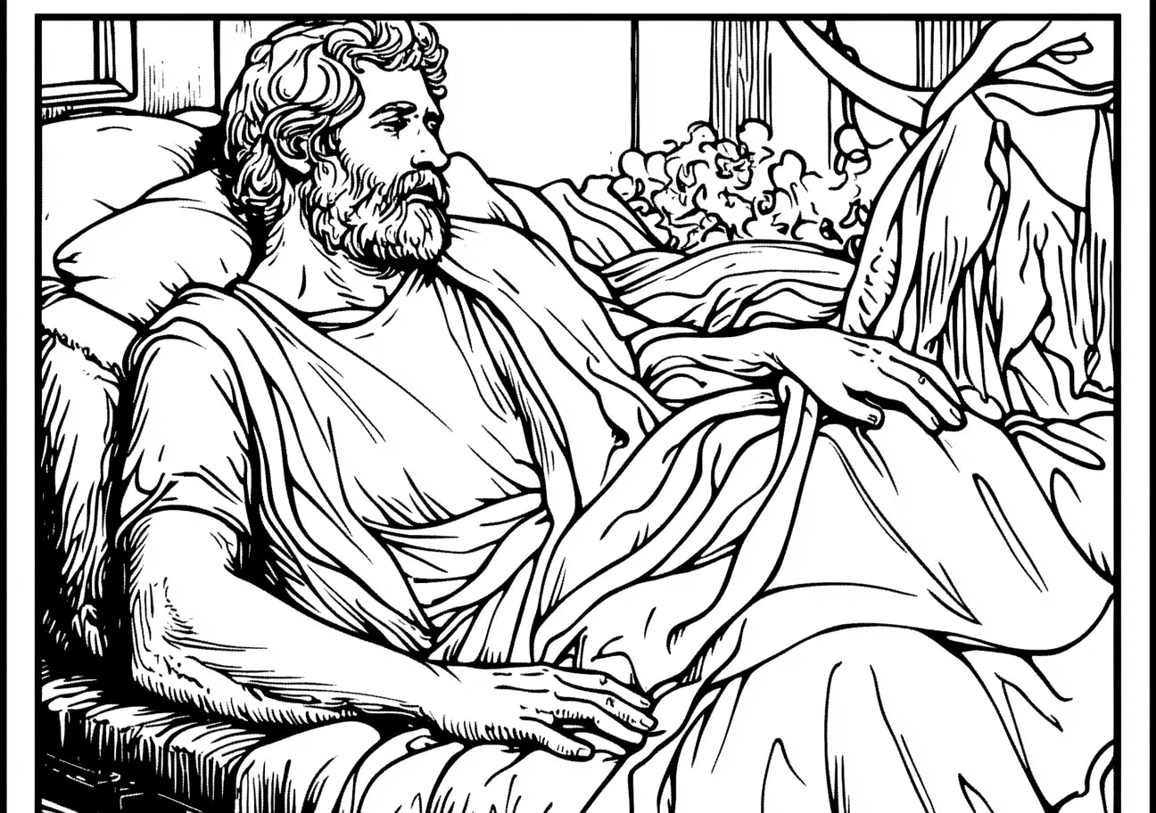 The Good Samaritan Coloring Pages, The injured man being cared for at the inn