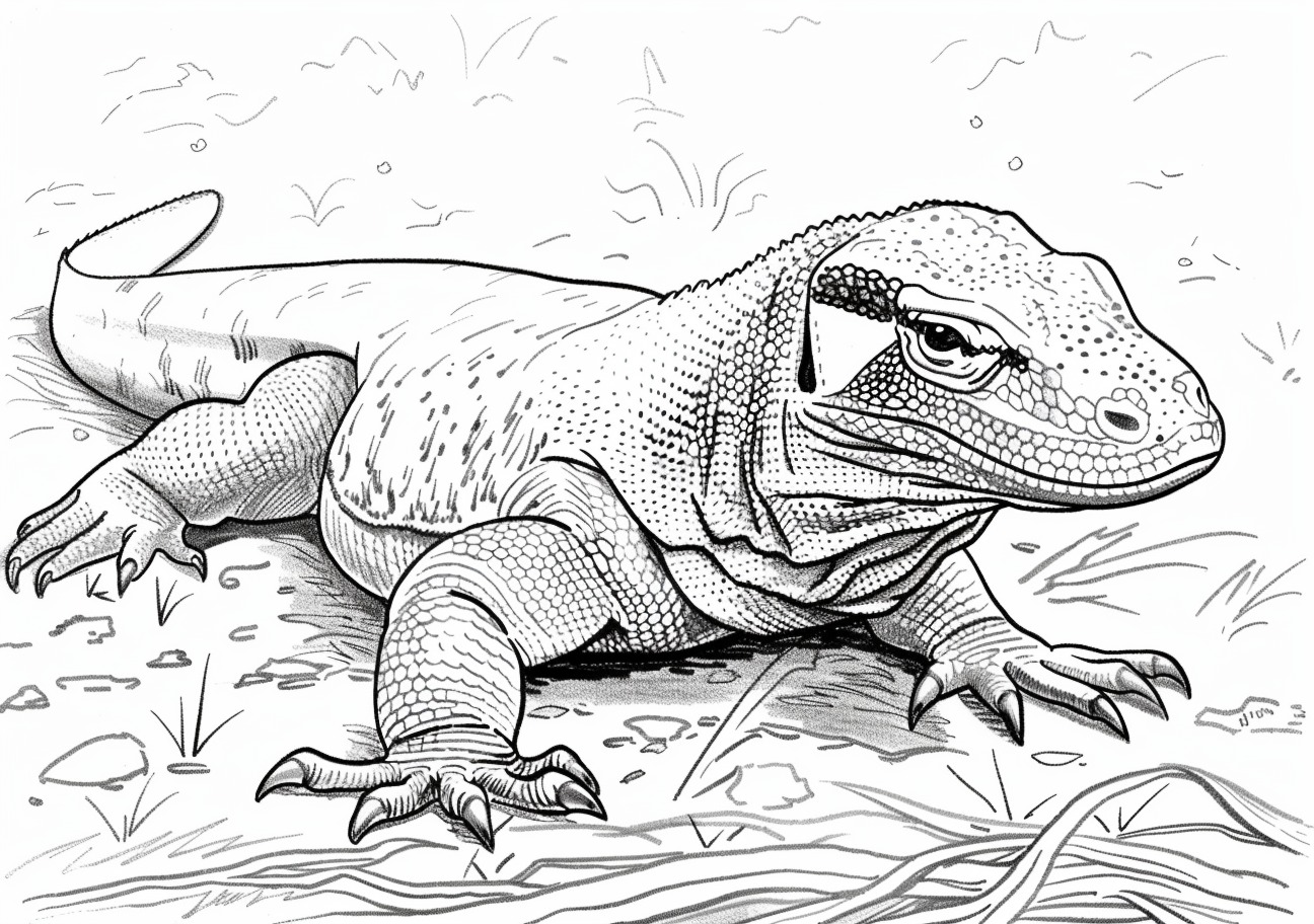 Komodo Dragon Coloring Pages, Cute Komodo Dragon