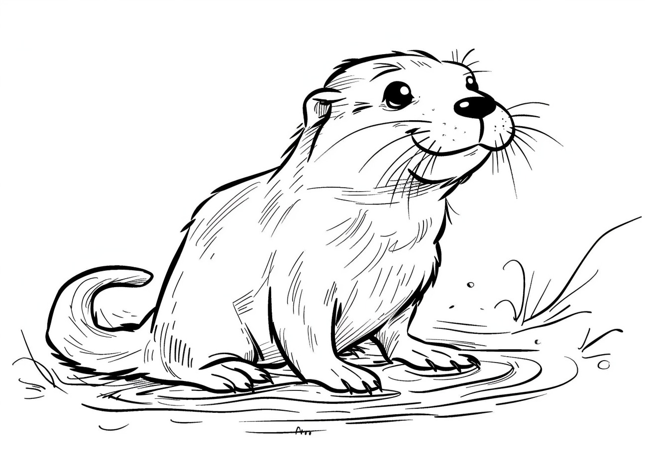 Otter Coloring Pages, Cartoon Otter