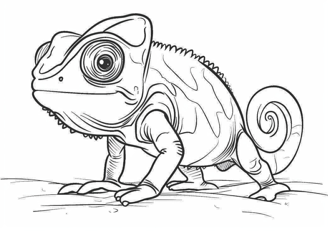 Сhameleon Coloring Pages, Happy Chameleon