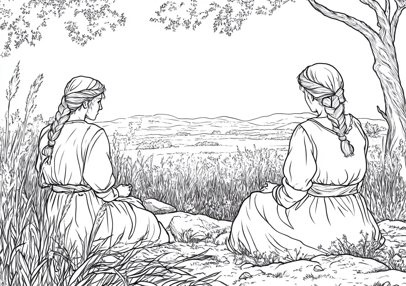 Ruth and Naomi Coloring Pages, Ruth and Naomi receiving blessings from Boaz