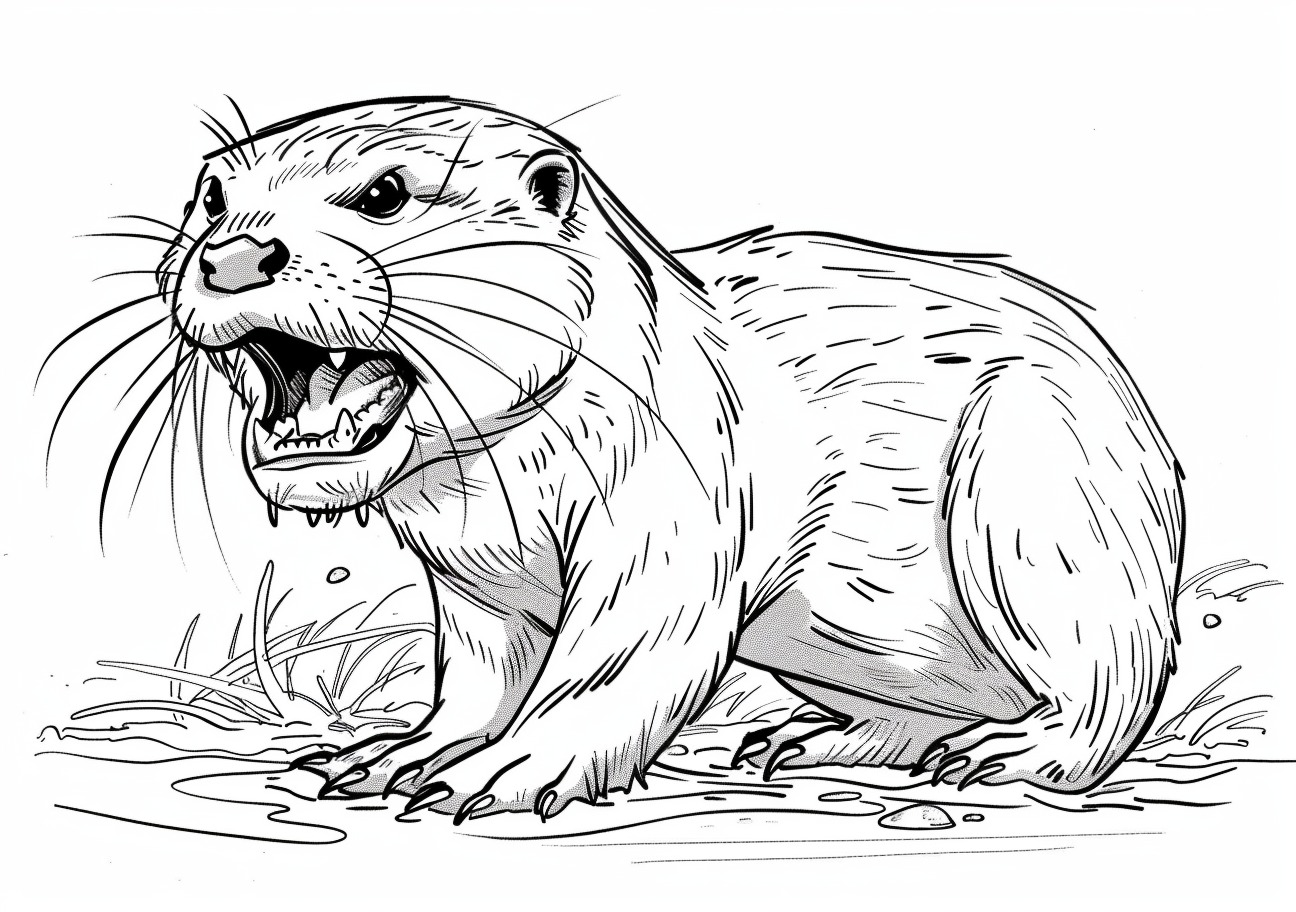 Otter Coloring Pages, Angry Otter