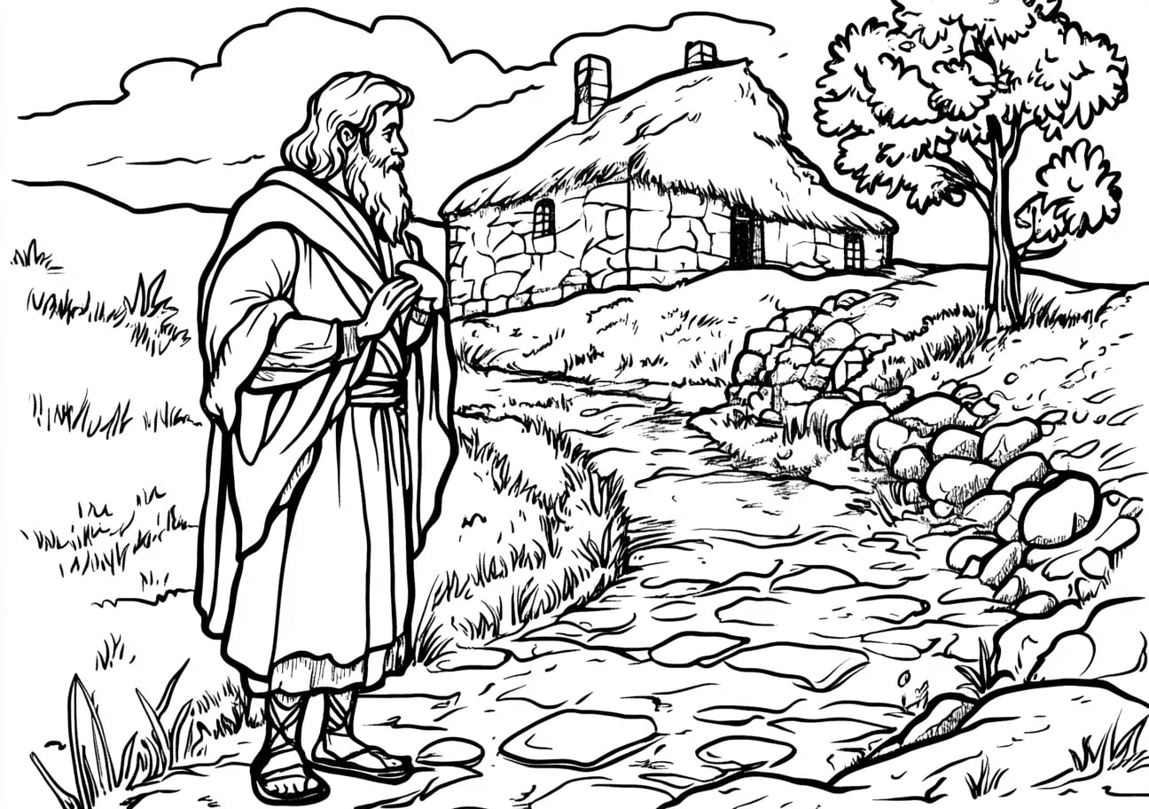 Prodigal Son Coloring Pages, Prodigal Sons journey home with a weary look